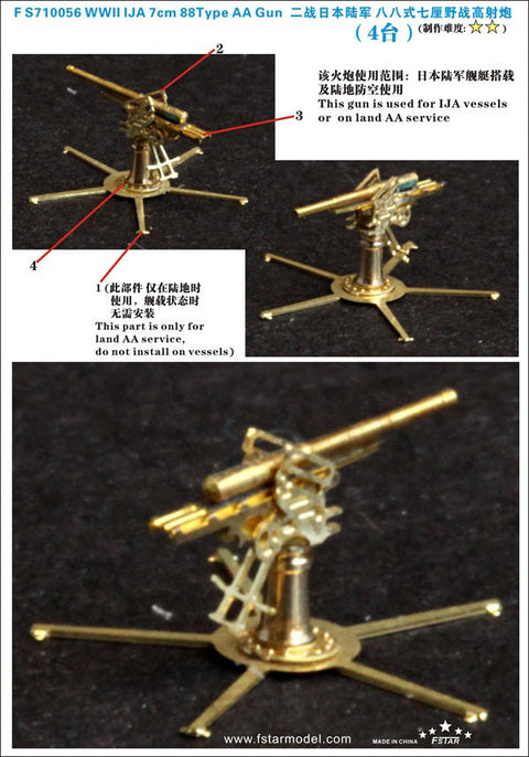 ファイブスターモデル FS710056 1/700 日本陸軍 八八式7.5cm野戦高射砲(4セット)