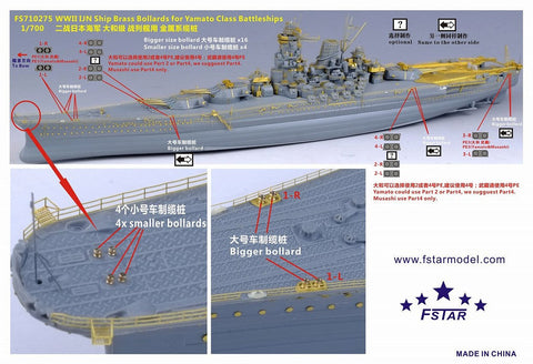 ファイブスターモデル FS710275 1/700 WWII 日本海軍 大和型戦艦 真鍮製ボラード(20 個)