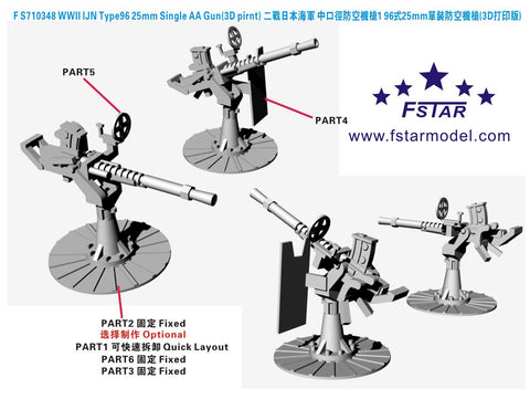 ファイブスターモデル FS710348 1/700 WWII 日本海軍 九六式25mm単装機銃(30個)