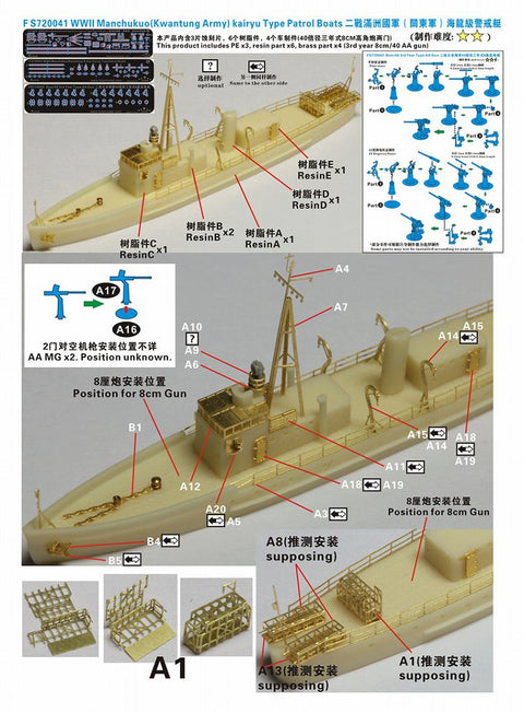 ファイブスターモデル FS720041 1/700 WWII 満州国海上警察隊 警備船 海龍 レジンキット