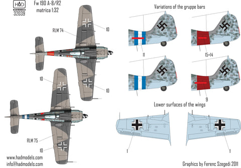 HADモデル 32039 1/32 Fw 190 A-8/R2 デカールシート