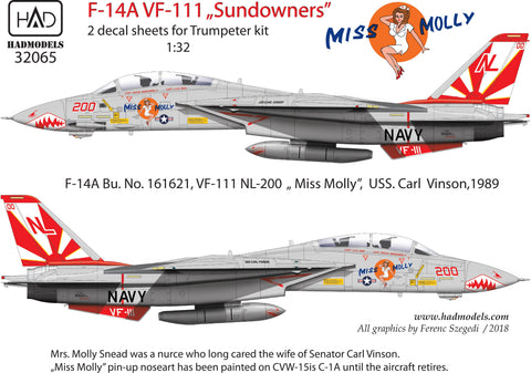 HADモデル 32065 1/32 F-14A「ミス・モリー」ダブルデカールシート