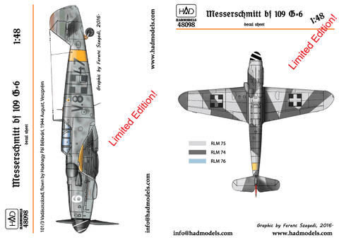 HADモデル 48098 1/48 メッサーシュミット Bf 109 G-6 デカールシート