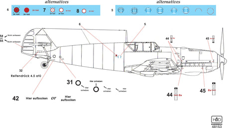 HADモデル 48153 1/48 Bf 109 E フルステンシルマトリカ