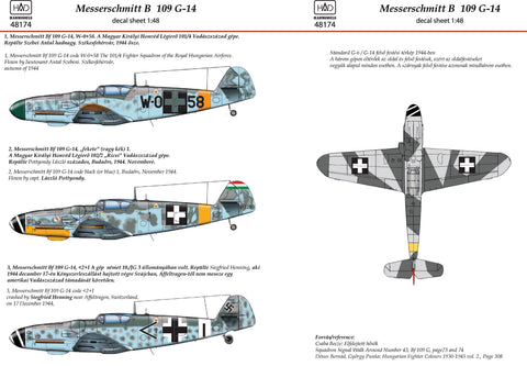 HADモデル 48174 1/48 メッサーシュミット Bf 109 G-14 デカールシート