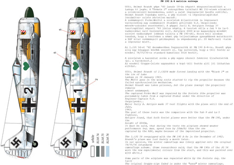 HADモデル 48179 1/48 FW 190 A-4(ブラック2 JG54; + ソ連鹵獲塗装)デカールシート
