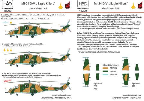 HADモデル 48200 1/48 Mi-24 D/V「イーグルキラー」ハンガリー軍仕様、追加ステンシルデカールシート付き