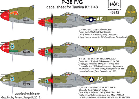 HADモデル 48212 1/48 P-38 F/G タミヤキット用 アバウブ・ヨーロッパ デカールシート