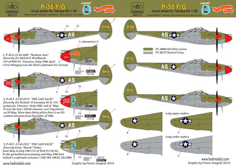 HADモデル 48212 1/48 P-38 F/G タミヤキット用 アバウブ・ヨーロッパ デカールシート