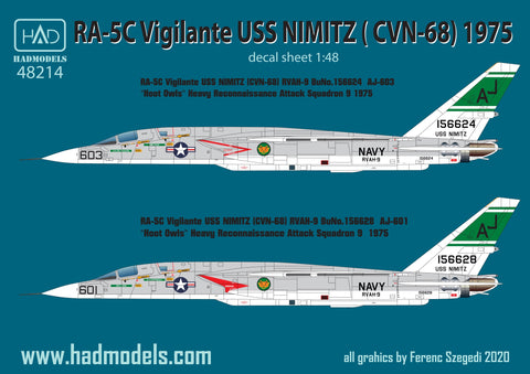 HADモデル 48214 1/48 RA-5C ヴィジランテ / USS ニミッツ デカールシート