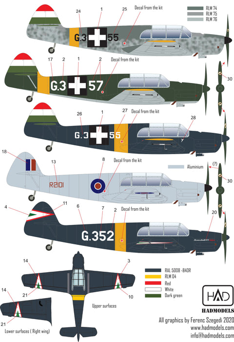 HADモデル 48227 1/48 メッサーシュミット Bf 108 タイフン デカールシート