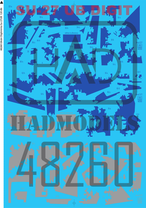 HADモデル 48260 1/48 Su-27 UB ウクライナ デジタル迷彩 デカール 再版 2024