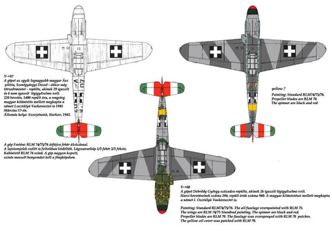HADモデル 72065 1/72 メッサーシュミット Bf 109 F-4/b イエロー 17、V-+03、V-+07、イエロー 7 デカール
