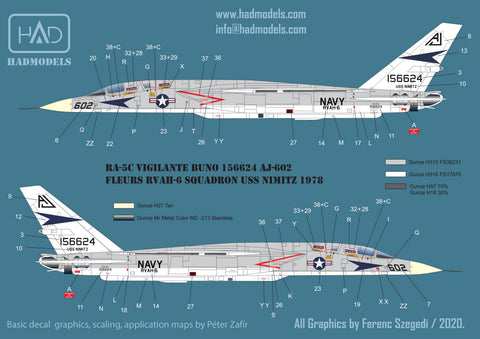 HADモデル 72220 1/72 RA-5C ヴィジランテ USS ニミッツ 1978 / パート3 デカールシート