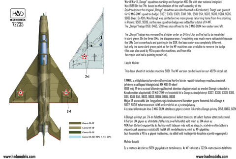 HADモデル 72235 1/72 スター国章を付けた MiG-21 UM 5091 ”ドンゴ”飛行隊