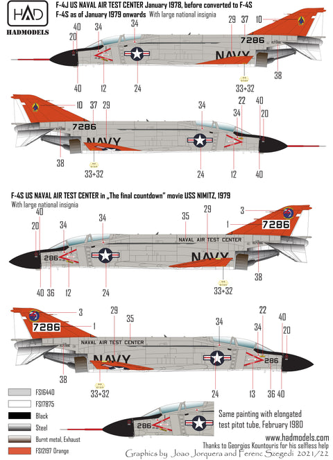 HADモデル 72255 1/72 F-4J アメリカ海軍航空試験センター「ファイナル・カウントダウン」デカール