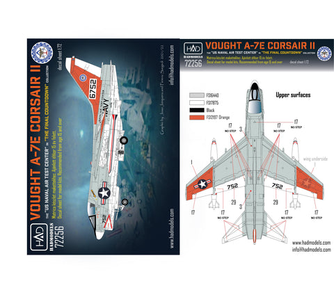 HADモデル 72256 1/72 A-7E アメリカ海軍航空試験センター「最後のコパントダウン」デカールシート