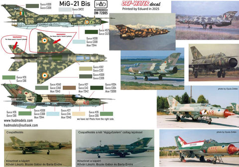 HADモデル DW-72005 1/72 MiG-21 Bis 剥離デカール