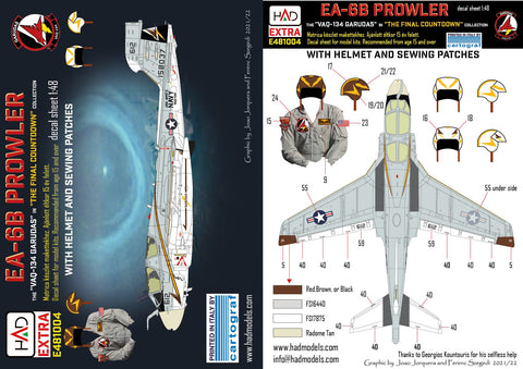 HADモデル E481004 1/48 EA-6B プラウラー VAQ-134 「ガルーダス」の「ファイナル・カウントダウン」デカール