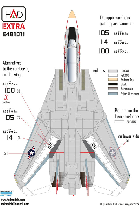 HADモデル E481011 1/48 F-14A VF-1 ウルフパック 新拡張版デカールシート