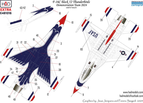 HADモデル E481016 1/48 F-16Cブロック52サンダーバーズデモンストレーションチーム2024