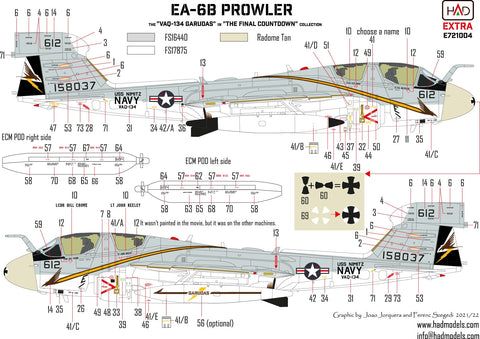 HADモデル E721004 1/72 EA-6B プラウラー VAQ-134 「ガルーダス」の「ファイナル・カウントダウン」デカール