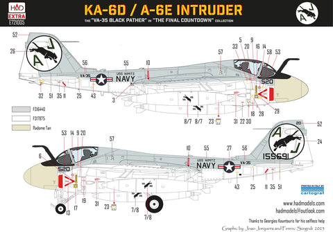 HADモデル E721005 1/72 A-6E イントルーダー「ファイナル・カウントダウン」デカールシート