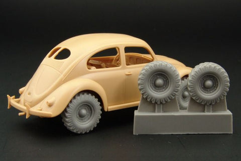ハウラー HLX48173 1/48 WWII ドイツ フォルクスワーゲン type 82E ケーファー レジンホイールセット(タミヤ用)