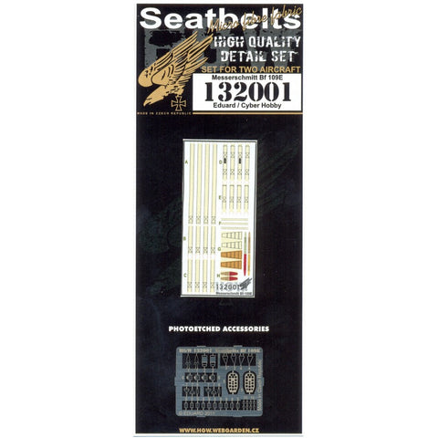 HGW 132001 1/32 メッサーシュミット Bf 109E シートベルト 2セット | エデュアルド,サイバーホビー,トランペッター用