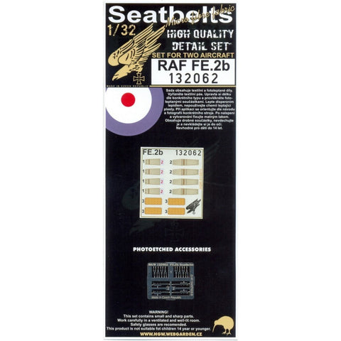 HGW 132062 1/32 RAF FE.2b シートベルト 2セット | ウイングナットウイングス用