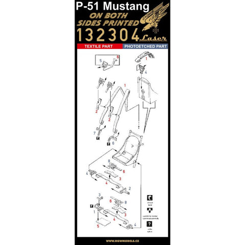 HGW 132304 1/32 P-51 マスタング シートベルト pre-cut (laser) | double-sided printing