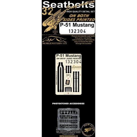HGW 132304 1/32 P-51 マスタング シートベルト pre-cut (laser) | double-sided printing