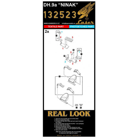 HGW 132523 1/32 DH.9a NINAK シートベルト pre-cut (laser) | ウイングナットウイングス用
