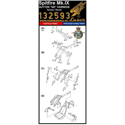 HGW 132593 1/32 スピットファイア Mk.IX シートベルト pre-cut (laser) | タミヤ, レベル用