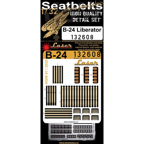 HGW 132608 1/32 B-24 リベレーター シートベルト pre-cut (laser)