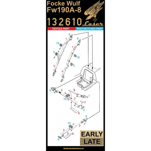 HGW 132610 1/32 フォッケウルフ Fw 190A-8 シートベルト pre-cut (laser)