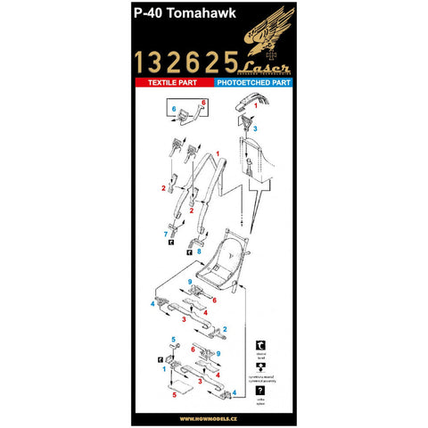 HGW 132625 1/32 P-40 トマホーク シートベルト pre-cut (laser)
