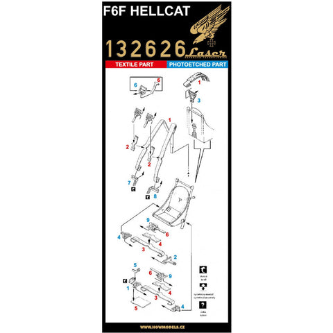 HGW 132626 1/32 F6F ヘルキャット シートベルト pre-cut (laser)