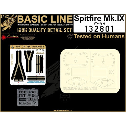 HGW 132801 1/32 スピットファイア Mk.IX シートベルト BASIC LINE: seatbelts + masks | タミヤ用