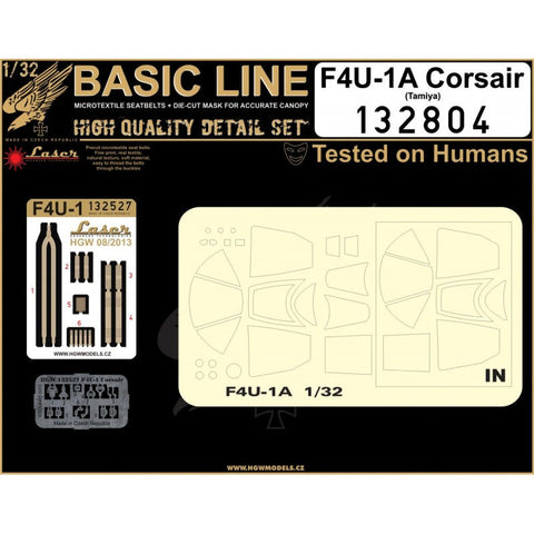 HGW 132804 1/32 F4U-1 コルセア シートベルト BASIC LINE: seatbelts + masks | タミヤ用
