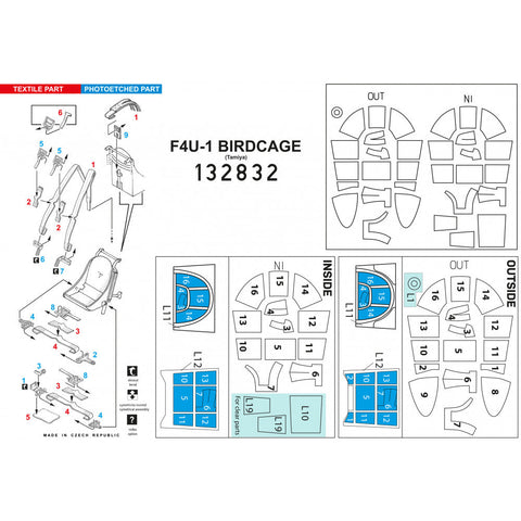 HGW 132832 1/32 F4U-1 バードケージ シートベルト BASIC LINE: seatbelts + masks | タミヤ用