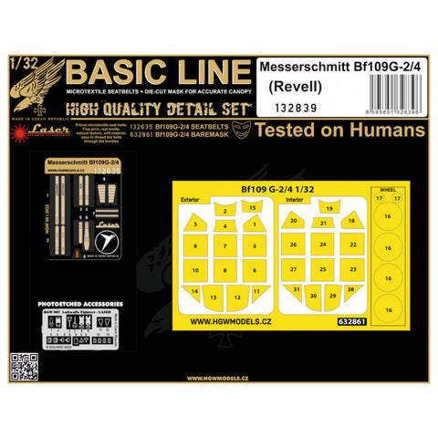 HGW 132839 1/32 メッサーシュミット Bf109G-2/4 シートベルト BASIC LINE: seatbelts + masks | レベル用