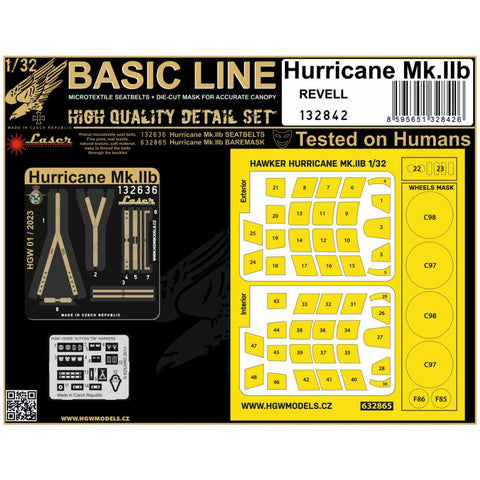 HGW 132842 1/32 ホーカーハリケーン MK.IIB シートベルト BASIC LINE: seatbelts + masks | レベル用