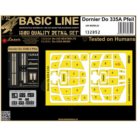 HGW 132852 1/32 Do335A プファイル シートベルト BASIC LINE: seatbelts + masks | HKモデル用