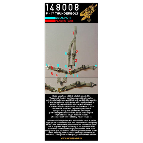 HGW 148008 1/48 P-47D サンダーボルト シートベルト 2セット | ハセガワ, タミヤ, アカデミー用