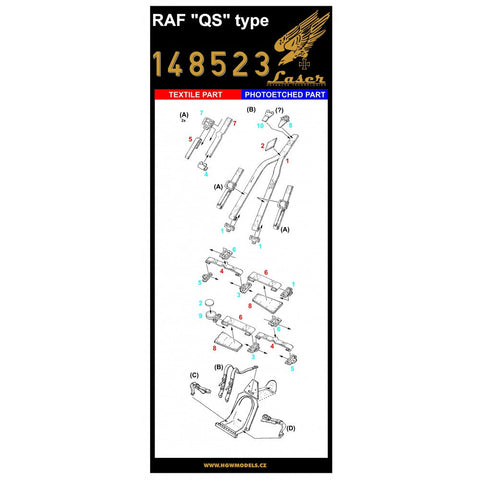 HGW 148523 1/48 RAF "QS" Type シートベルト pre-cut (laser)