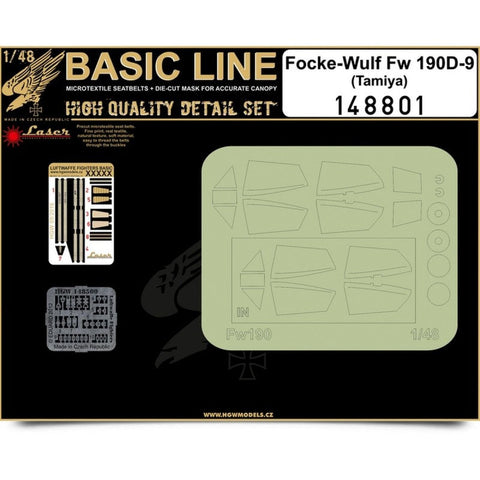 HGW 148801 1/48 フォッケウルフ Fw 190D-9 シートベルト BASIC LINE: seatbelts + masks | タミヤ用