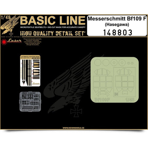 HGW 148803 1/48 メッサーシュミット Bf 109F シートベルト BASIC LINE: seatbelts + masks | ハセガワ用
