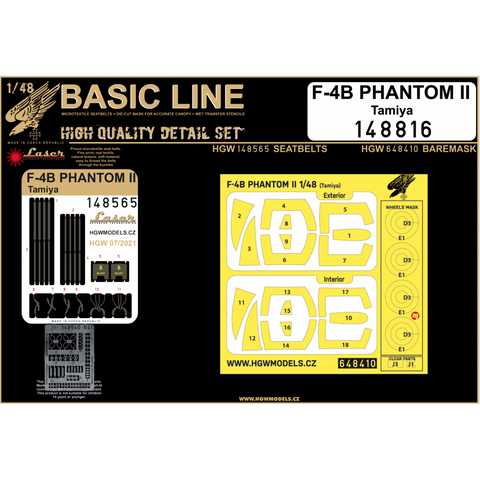HGW 148816 1/48 F-4B ファントム II シートベルト BASIC LINE: seatbelts + masks | タミヤ用