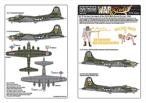 キッツワールド KW172236 1/72 ボーイング B-17F フライングフォートレス デカールシート